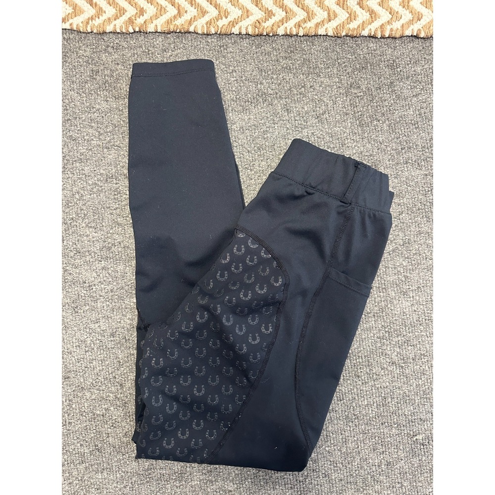 FitsT4 Sports Youth M Full Seat Silicone Grip Riding Tights Black Breeches‎
